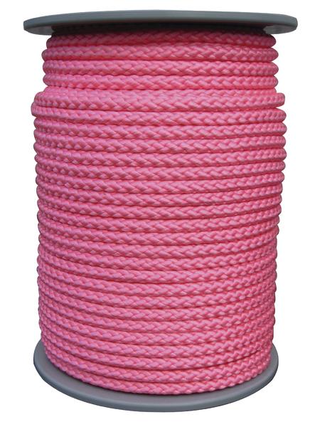 Spule mit pinkem, geflochtenem Nylonseil für Outdoor- und Kletteranwendungen.