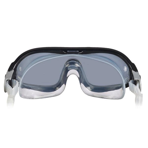 Taucherbrille mit klarem Sichtfenster und verstellbarem Gummiband für Wassersport und Tauchen.