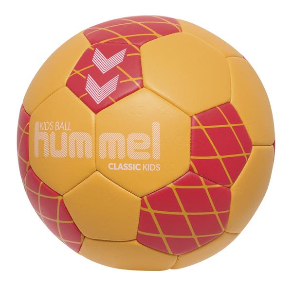 Orange-roter Hummel Handball mit orangenem Streifenmuster, ideal für Handballspiele und Training.